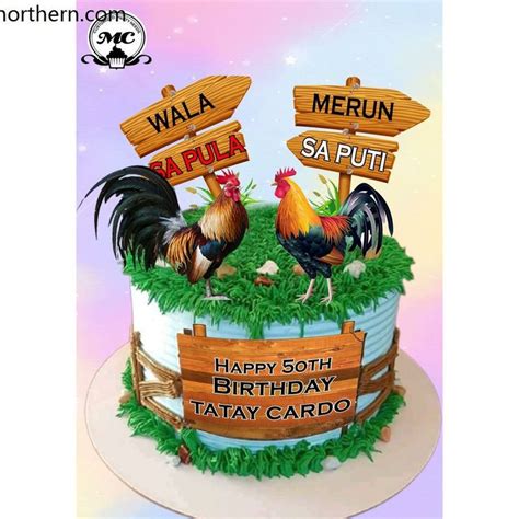 Cockfight Sabong theme birthday cake Topper Print in .